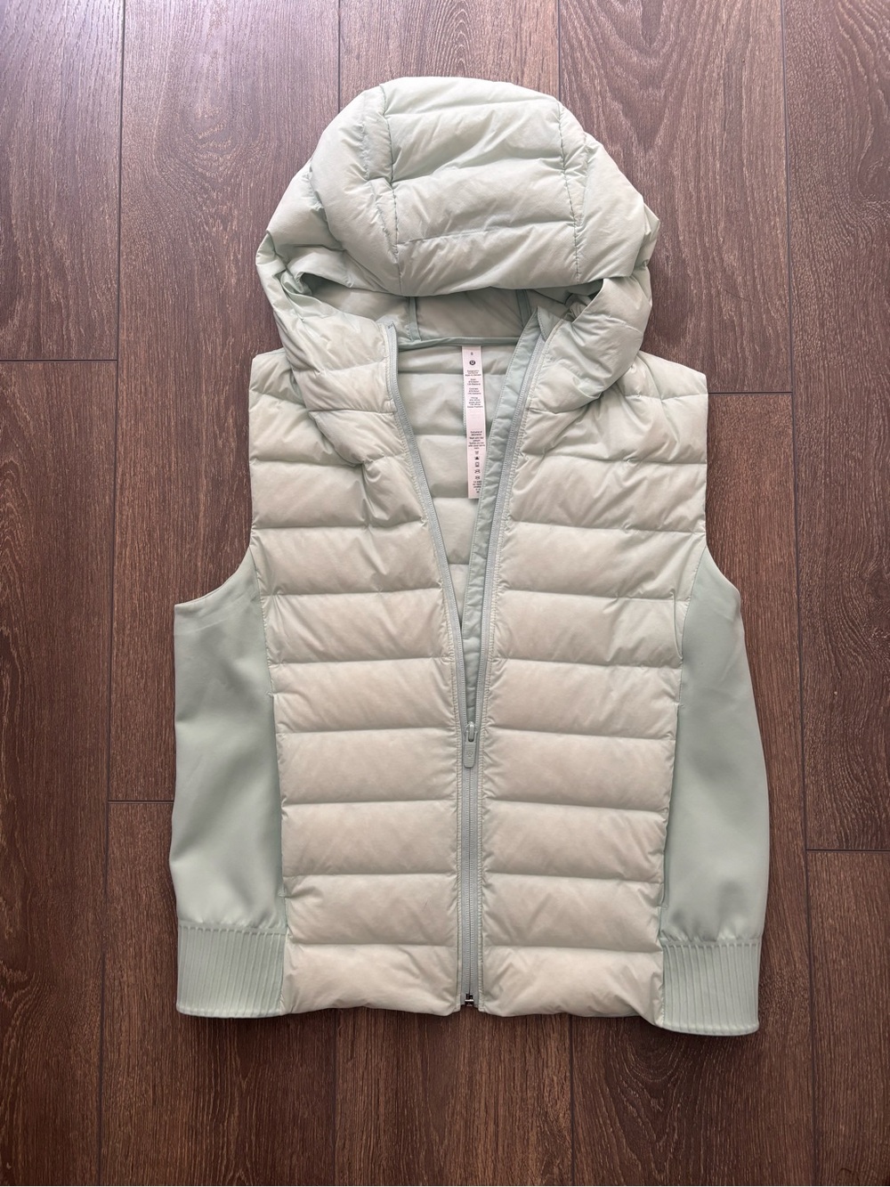 lululemon athletica Delicate Mint Hooded Puffer Vest; Down-filled